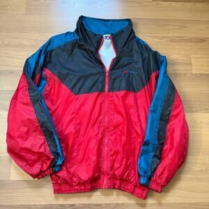 Men's Vintage 90's Pro Spirit Red Black Lined Windbreaker Track Jacket Sz Large